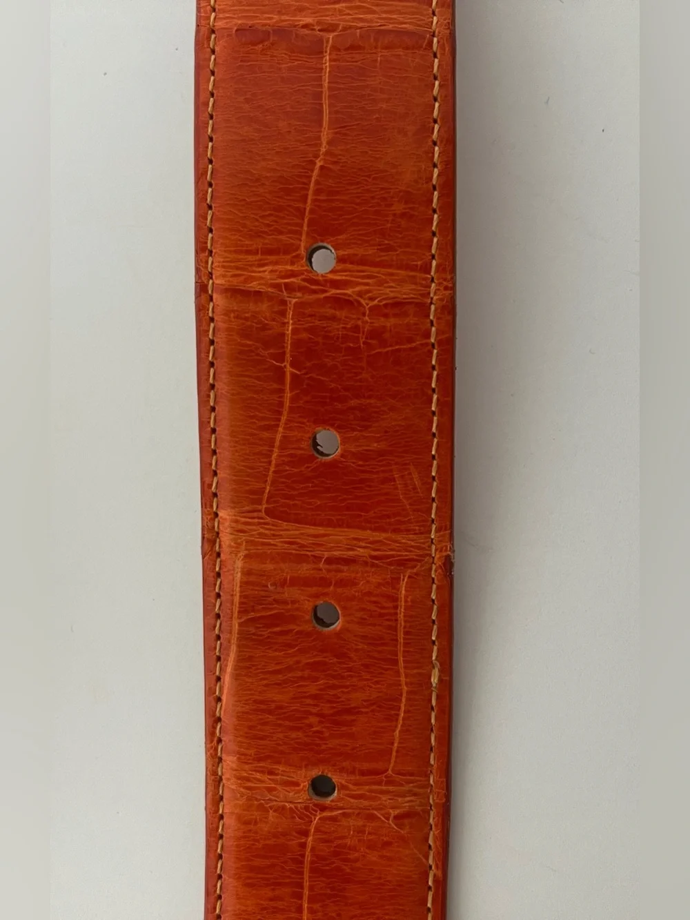 James Reid Santa Fe Orange Alligator Skin Belt No BUCKLE Size 32 W/bag